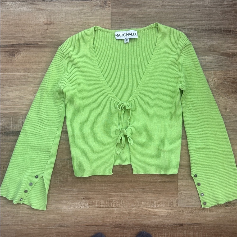 Rationalle Clara knit ribbed cardigan tie front XS Garmentory - Picture 5 of 8